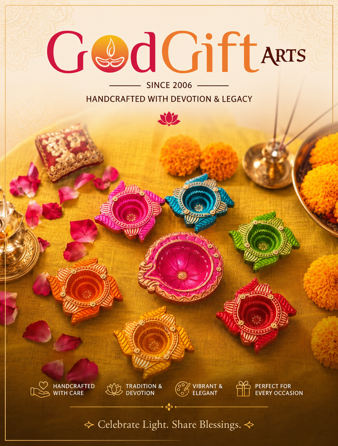 Handcrafted Designer Diyas Collection by God Gift Arts