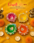 Handpainted Multicolored Diyas With Gold Detailing (set of 10)