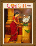 Swan Reflection Oil Painting – Luxury Nature Wall Art by GOD GIFT ARTS