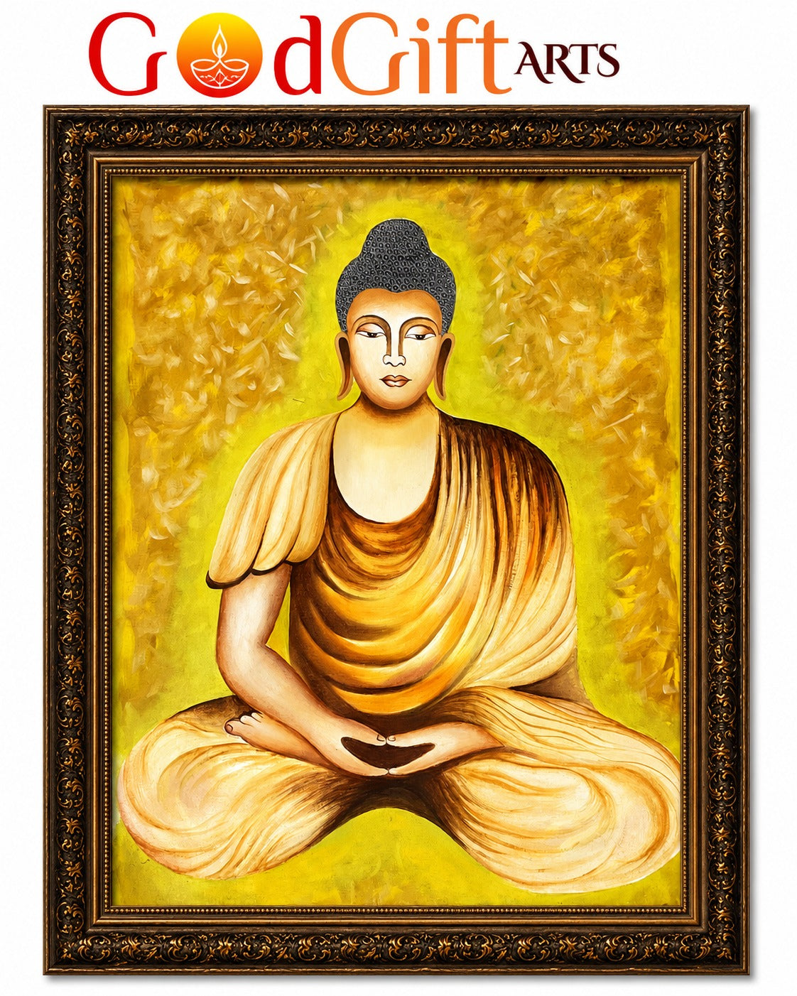 Buddha Meditation Oil Painting – Spiritual Wall Art by GOD GIFT ARTS