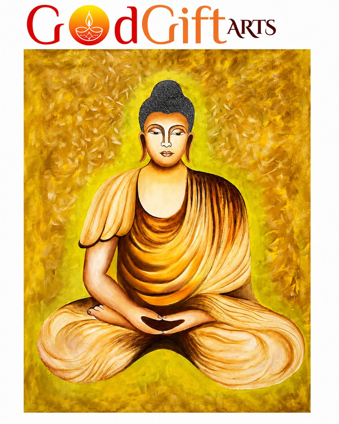 Buddha Meditation Oil Painting – Spiritual Wall Art by GOD GIFT ARTS