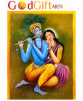 Radha Krishna Eternal Love Oil Painting – Divine Wall Art by GOD GIFT ARTS