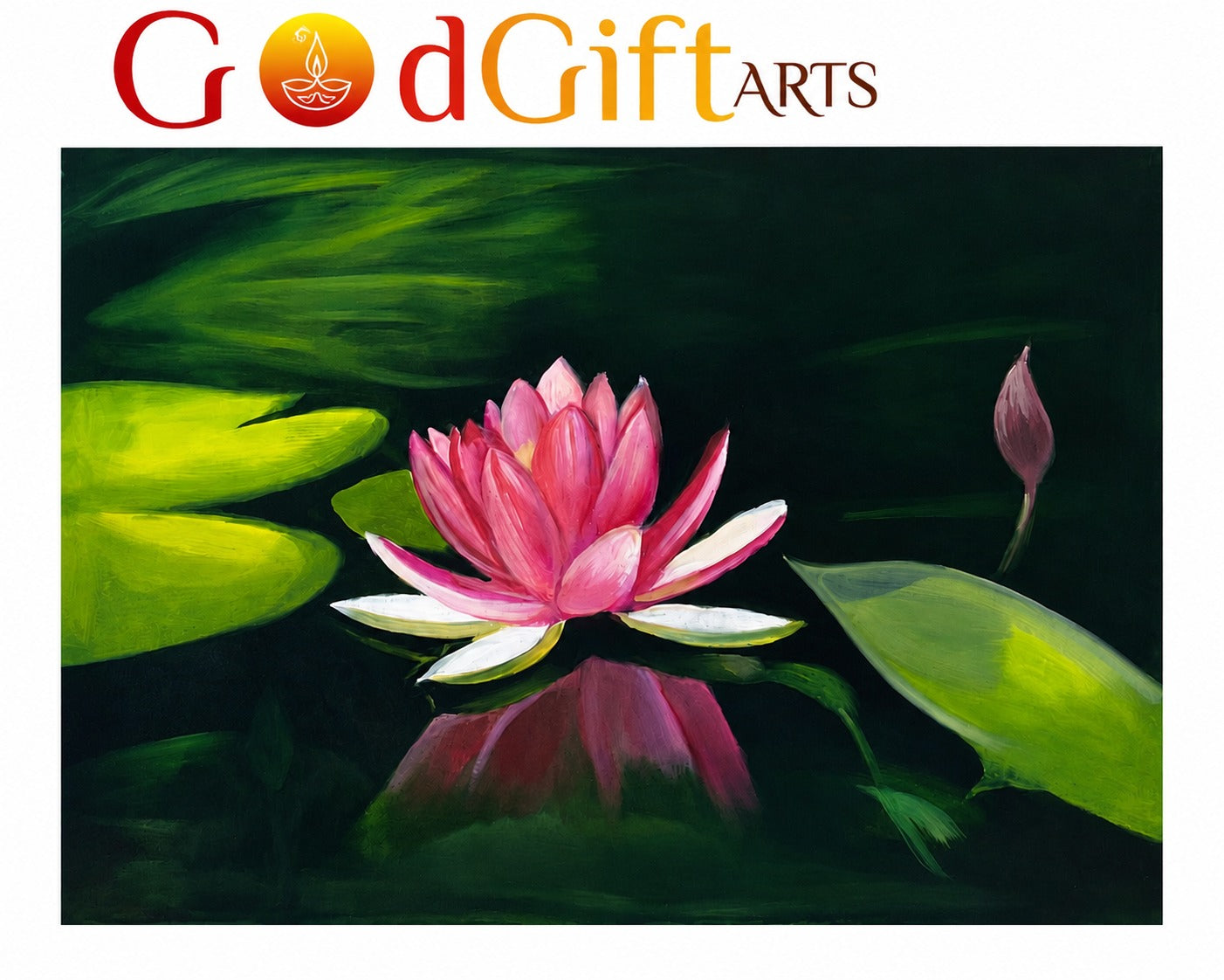 Lotus Serenity Oil Painting | Spiritual Lotus Wall Art | God Gift Arts (Without Frame)